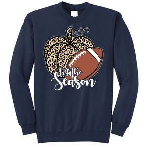 Tis The Season Leopard Pumpkin Football Fall Autumn Sweatshirt