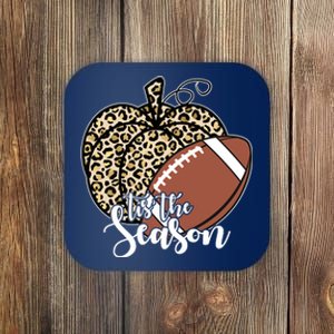 Tis The Season Leopard Pumpkin Football Fall Autumn Coaster