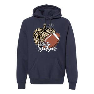 Tis The Season Leopard Pumpkin Football Fall Autumn Premium Hoodie