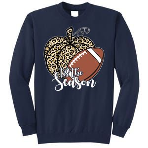 Tis The Season Leopard Pumpkin Football Fall Autumn Tall Sweatshirt