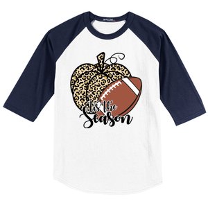 Tis The Season Leopard Pumpkin Football Fall Autumn Baseball Sleeve Shirt