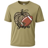 Tis The Season Leopard Pumpkin Football Fall Autumn Cooling Performance Crew T-Shirt