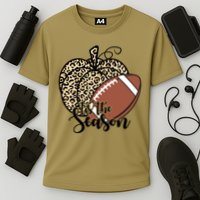 Tis The Season Leopard Pumpkin Football Fall Autumn Cooling Performance Crew T-Shirt