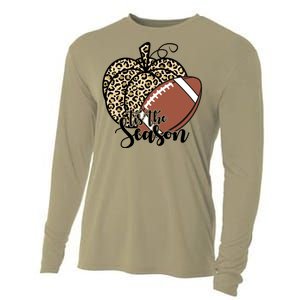 Tis The Season Leopard Pumpkin Football Fall Autumn Cooling Performance Long Sleeve Crew