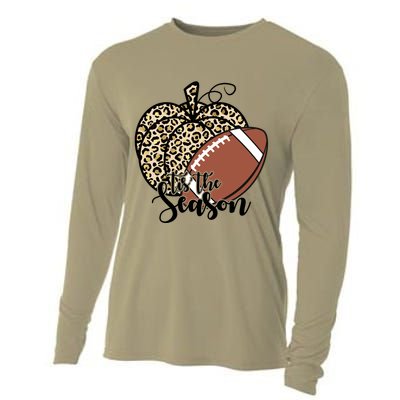 Tis The Season Leopard Pumpkin Football Fall Autumn Cooling Performance Long Sleeve Crew