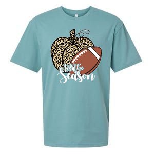 Tis The Season Leopard Pumpkin Football Fall Autumn Sueded Cloud Jersey T-Shirt