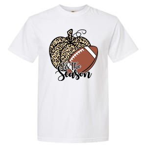 Tis The Season Leopard Pumpkin Football Fall Autumn Garment-Dyed Heavyweight T-Shirt