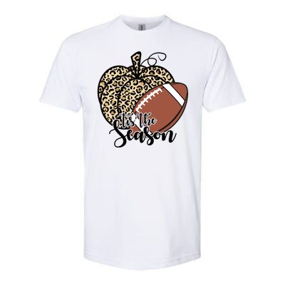 Tis The Season Leopard Pumpkin Football Fall Autumn Softstyle® CVC T-Shirt