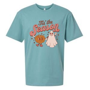 Tis' The Season Ghost Fall Pumpkin Season Autumn Halloween Gift Sueded Cloud Jersey T-Shirt