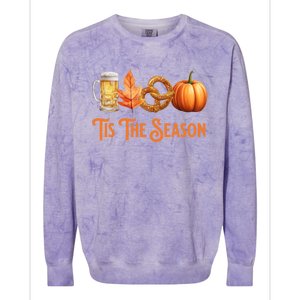 Tis The Season Pumpkin Beer Pretzel Fall Funny Oktoberfest Gift Colorblast Crewneck Sweatshirt