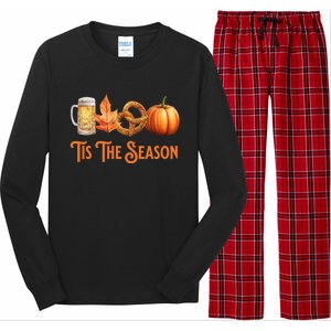 Tis The Season Pumpkin Beer Pretzel Fall Funny Oktoberfest Gift Long Sleeve Pajama Set