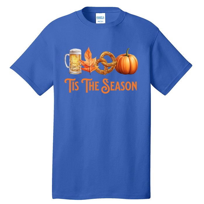 Tis The Season Pumpkin Beer Pretzel Fall Funny Oktoberfest Gift Tall T-Shirt