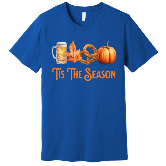 Tis The Season Pumpkin Beer Pretzel Fall Funny Oktoberfest Gift Premium T-Shirt