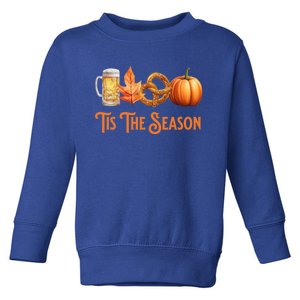 Tis The Season Pumpkin Beer Pretzel Fall Funny Oktoberfest Gift Toddler Sweatshirt