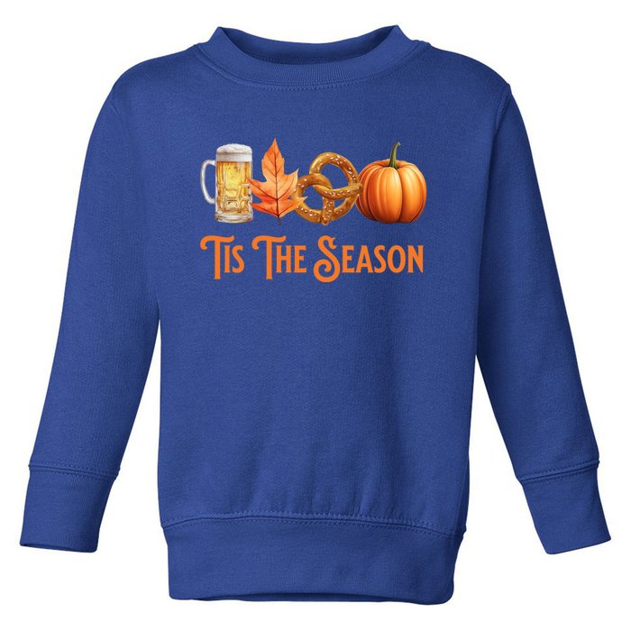 Tis The Season Pumpkin Beer Pretzel Fall Funny Oktoberfest Gift Toddler Sweatshirt