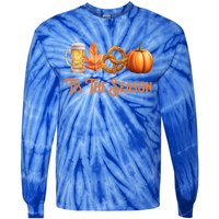 Tis The Season Pumpkin Beer Pretzel Fall Funny Oktoberfest Gift Tie-Dye Long Sleeve Shirt