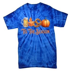 Tis The Season Pumpkin Beer Pretzel Fall Funny Oktoberfest Gift Tie-Dye T-Shirt