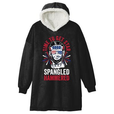 Time To Star Spangled Hammered Fireworks Director Lincoln Cool Gift Hooded Wearable Blanket