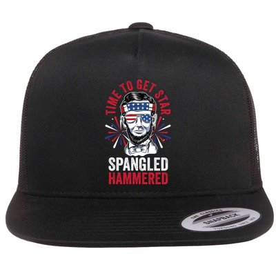 Time To Star Spangled Hammered Fireworks Director Lincoln Cool Gift Flatbill Hat