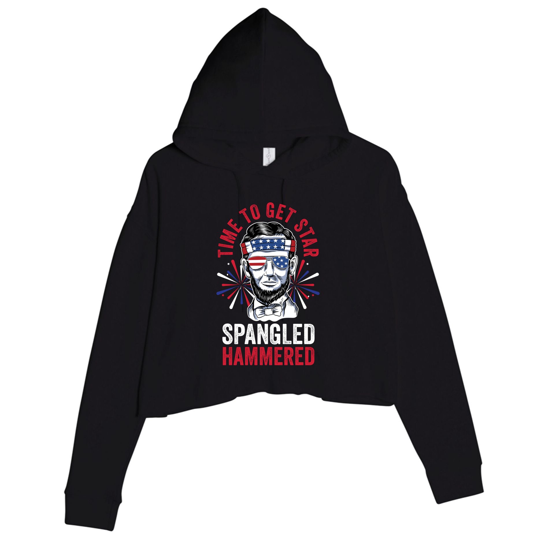 Time To Star Spangled Hammered Fireworks Director Lincoln Cool Gift Crop Fleece Hoodie