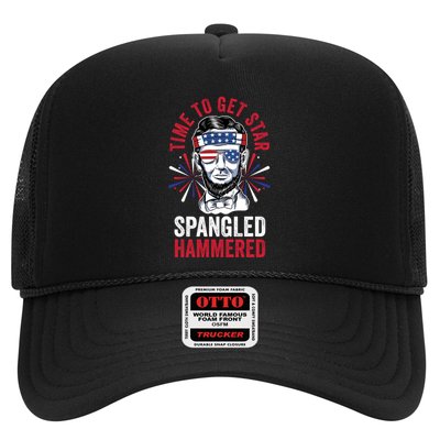 Time To Star Spangled Hammered Fireworks Director Lincoln Cool Gift Trucker Hat