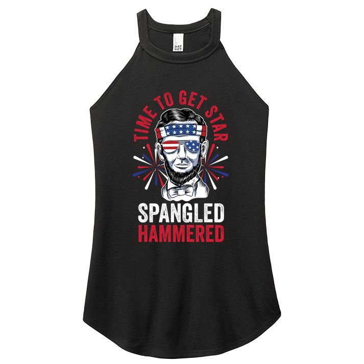 Time To Star Spangled Hammered Fireworks Director Lincoln Cool Gift Women's Perfect Tri Rocker Tank