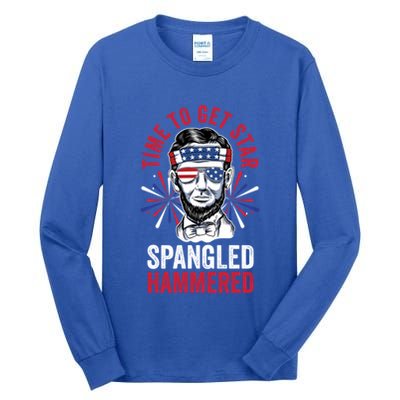 Time To Star Spangled Hammered Fireworks Director Lincoln Cool Gift Tall Long Sleeve T-Shirt