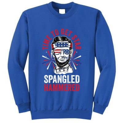 Time To Star Spangled Hammered Fireworks Director Lincoln Cool Gift Tall Sweatshirt