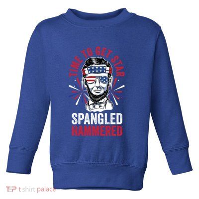 Time To Star Spangled Hammered Fireworks Director Lincoln Cool Gift Toddler Sweatshirt