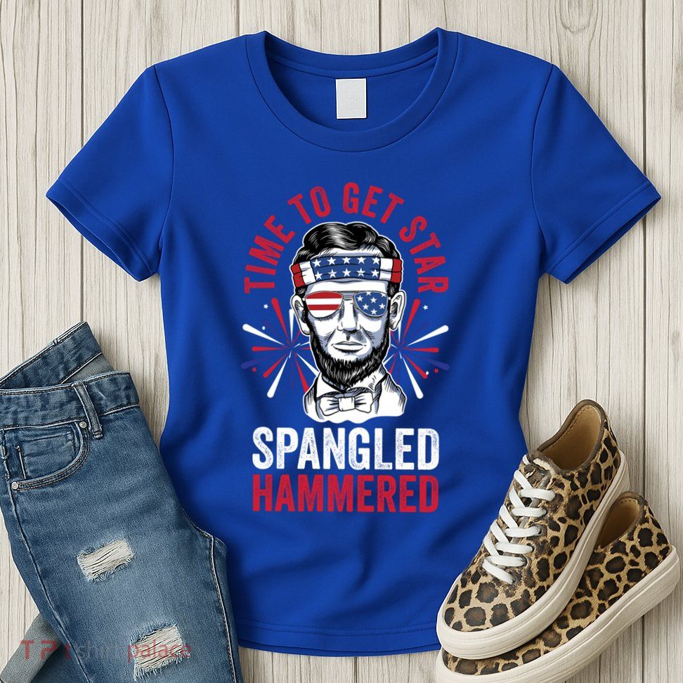 Time To Star Spangled Hammered Fireworks Director Lincoln Cool Gift Womens T-Shirt
