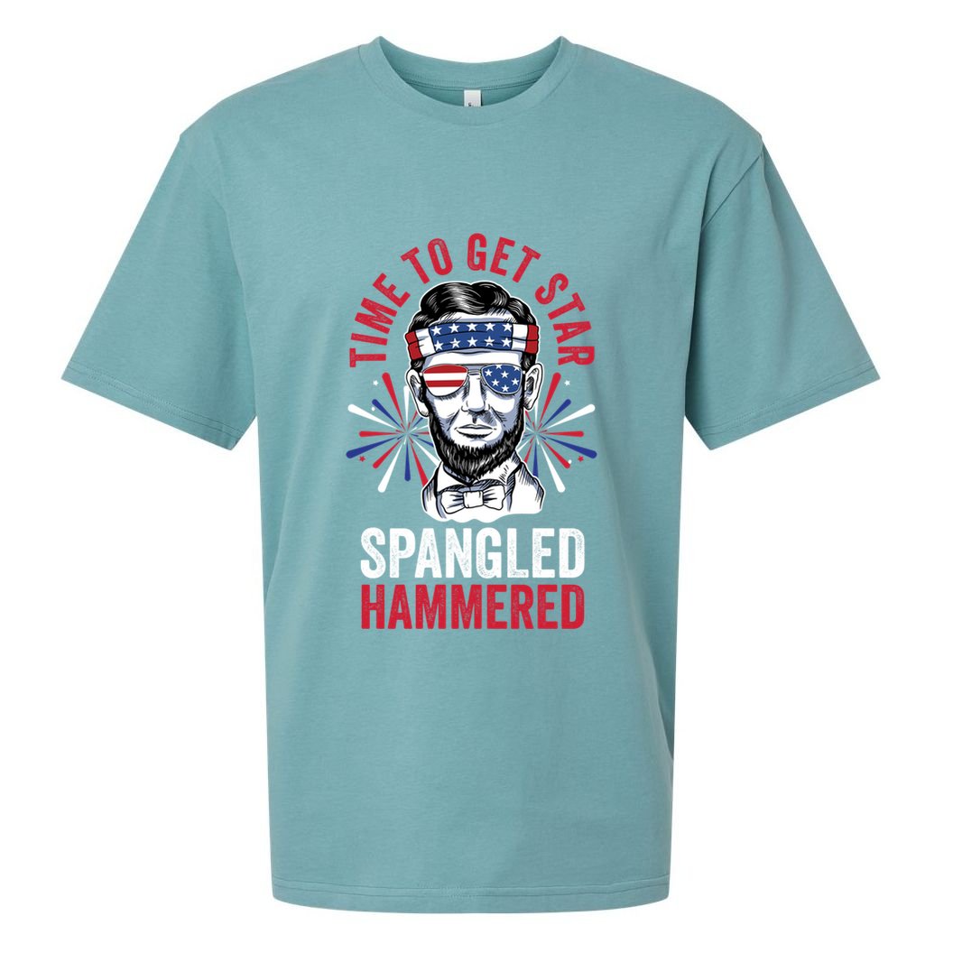Time To Star Spangled Hammered Fireworks Director Lincoln Cool Gift Sueded Cloud Jersey T-Shirt