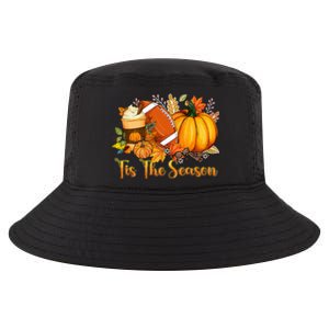 Tis The Season Pumpkin Leaf Latte Fall Thanksgiving Football Cool Comfort Performance Bucket Hat