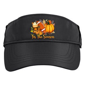 Tis The Season Pumpkin Leaf Latte Fall Thanksgiving Football Adult Drive Performance Visor