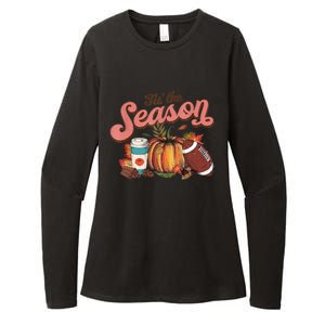 Tis' The Season Leopard Pumpkin Halloween Fall Autumn Retro Gift Womens CVC Long Sleeve Shirt