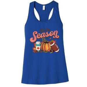 Tis' The Season Leopard Pumpkin Halloween Fall Autumn Retro Gift Women's Racerback Tank