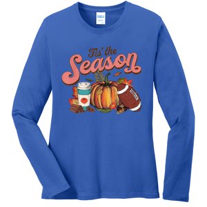 Tis' The Season Leopard Pumpkin Halloween Fall Autumn Retro Gift Ladies Long Sleeve Shirt