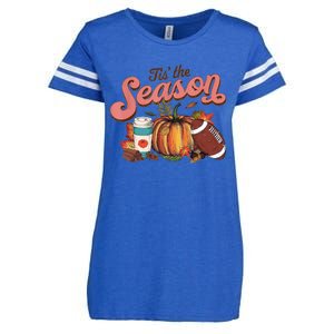 Tis' The Season Leopard Pumpkin Halloween Fall Autumn Retro Gift Enza Ladies Jersey Football T-Shirt