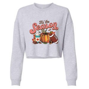 Tis' The Season Leopard Pumpkin Halloween Fall Autumn Retro Gift Cropped Pullover Crew