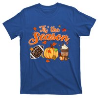 Tis The Season Pumpkin Leaf Fall Autumn Latte Football Gift T-Shirt