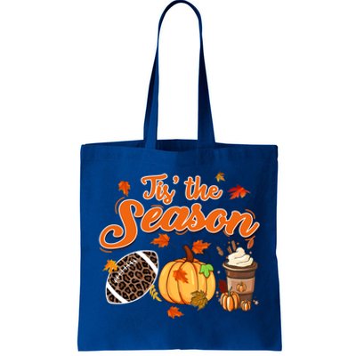 Tis The Season Pumpkin Leaf Fall Autumn Latte Football Gift Tote Bag