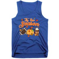 Tis The Season Pumpkin Leaf Fall Autumn Latte Football Gift Tank Top