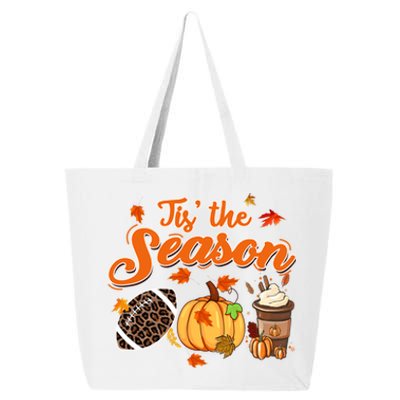 Tis The Season Pumpkin Leaf Fall Autumn Latte Football Gift 25L Jumbo Tote