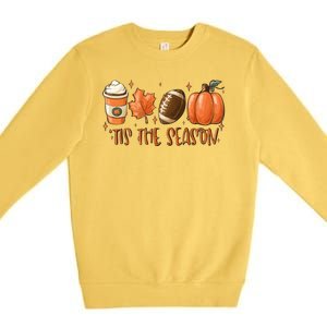 Tis The Season Fall Coffee Football Lover Premium Crewneck Sweatshirt