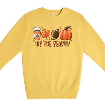 Tis The Season Fall Coffee Football Lover Premium Crewneck Sweatshirt