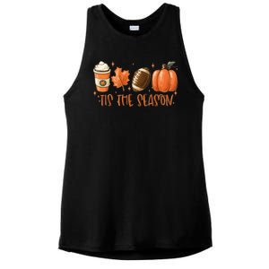 Tis The Season Fall Coffee Football Lover Ladies PosiCharge Tri-Blend Wicking Tank