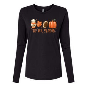 Tis The Season Fall Coffee Football Lover Womens Cotton Relaxed Long Sleeve T-Shirt