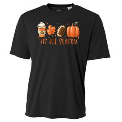 Tis The Season Fall Coffee Football Lover Cooling Performance Crew T-Shirt