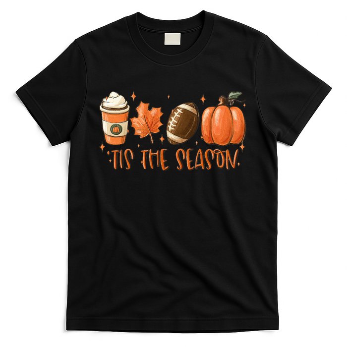 Tis The Season Fall Coffee Football Lover T-Shirt