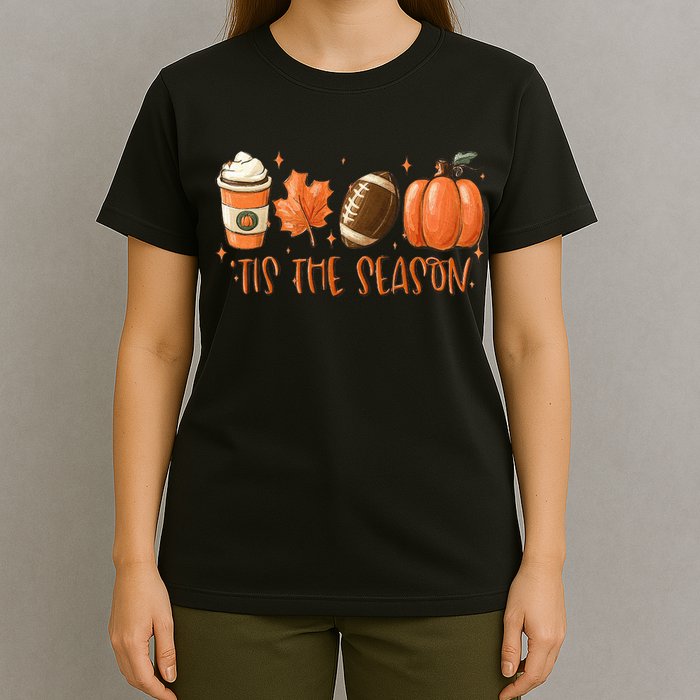 Tis The Season Fall Coffee Football Lover T-Shirt