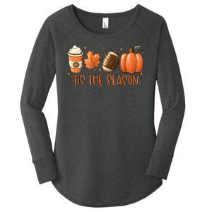 Tis The Season Fall Coffee Football Lover Women's Perfect Tri Tunic Long Sleeve Shirt